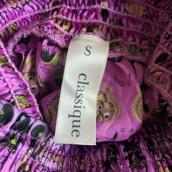 Classique Pink Purple Strapless Maxi Dress S Boho Ruffle Festival Y2K Vibes - Picture 5 of 6